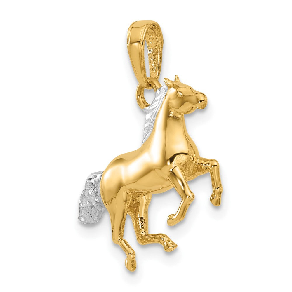 Yellow and White Gold Diamond Cut 3D Horse Pendant - Model C4902 - Charlie & Co. Jewelry