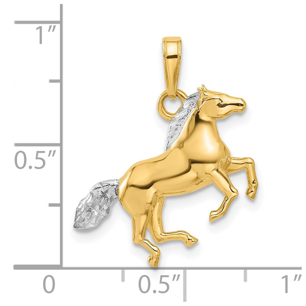 Yellow and White Gold Diamond Cut 3D Horse Pendant - Model C4902 - Charlie & Co. Jewelry