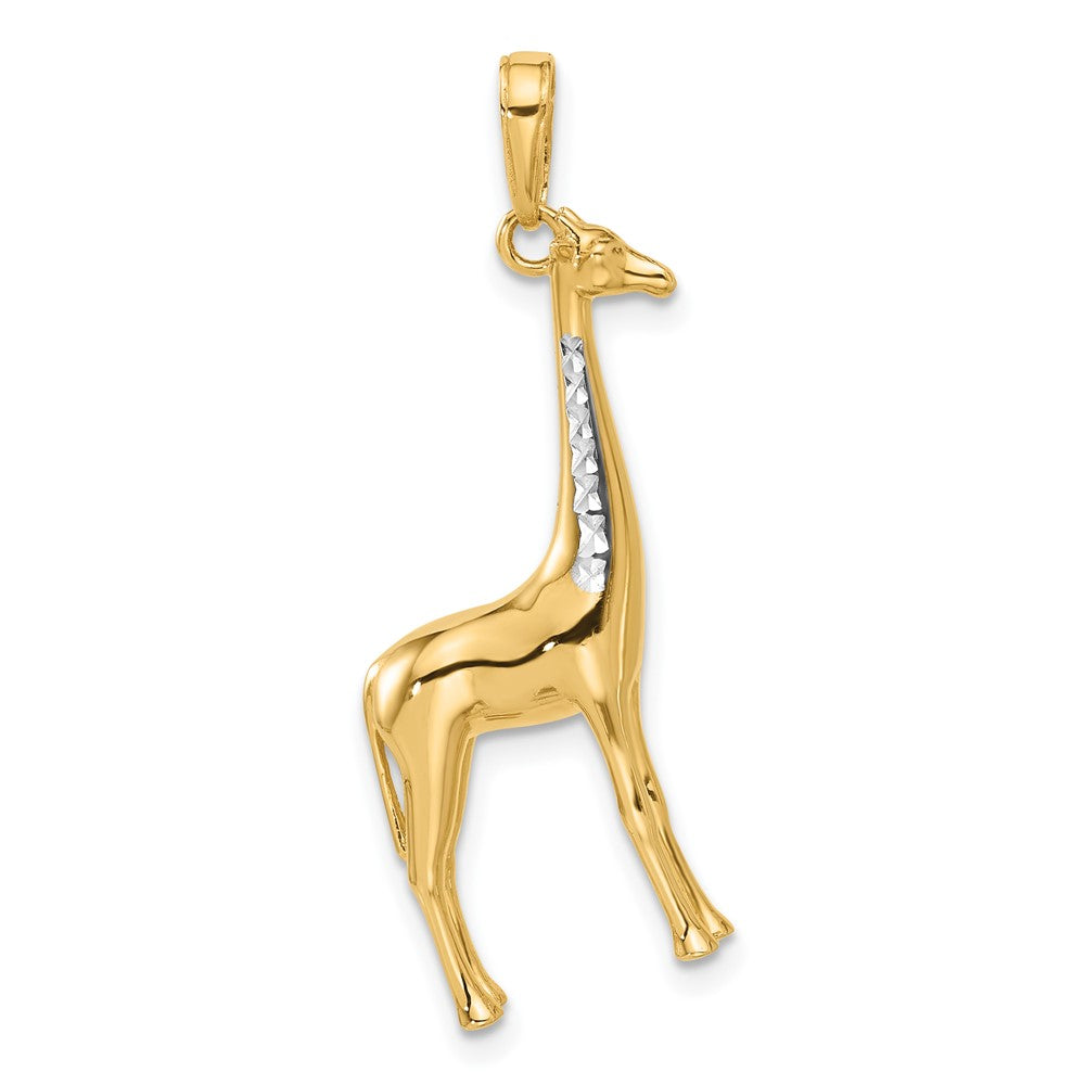 Gold Diamond Cut 3D Giraffe Pendant Necklace - Model C4906 - Charlie & Co. Jewelry