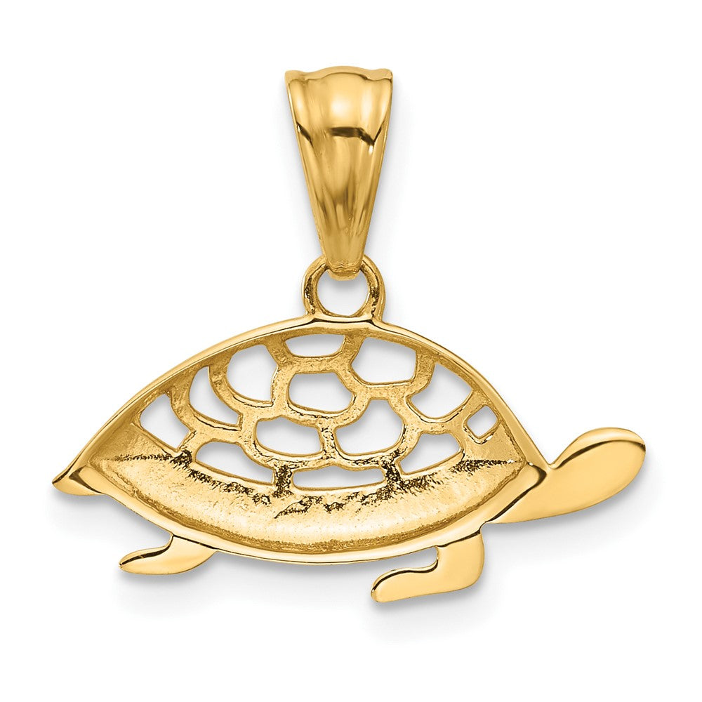 14K Gold Diamond Cut Turtle Pendant - Charlie & Co. Jewelry