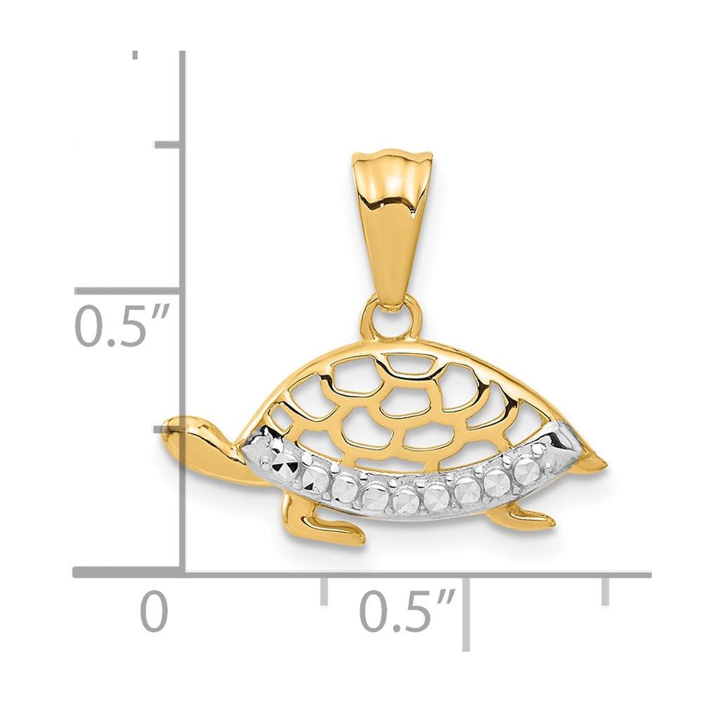 14K Gold Diamond Cut Turtle Pendant - Charlie & Co. Jewelry