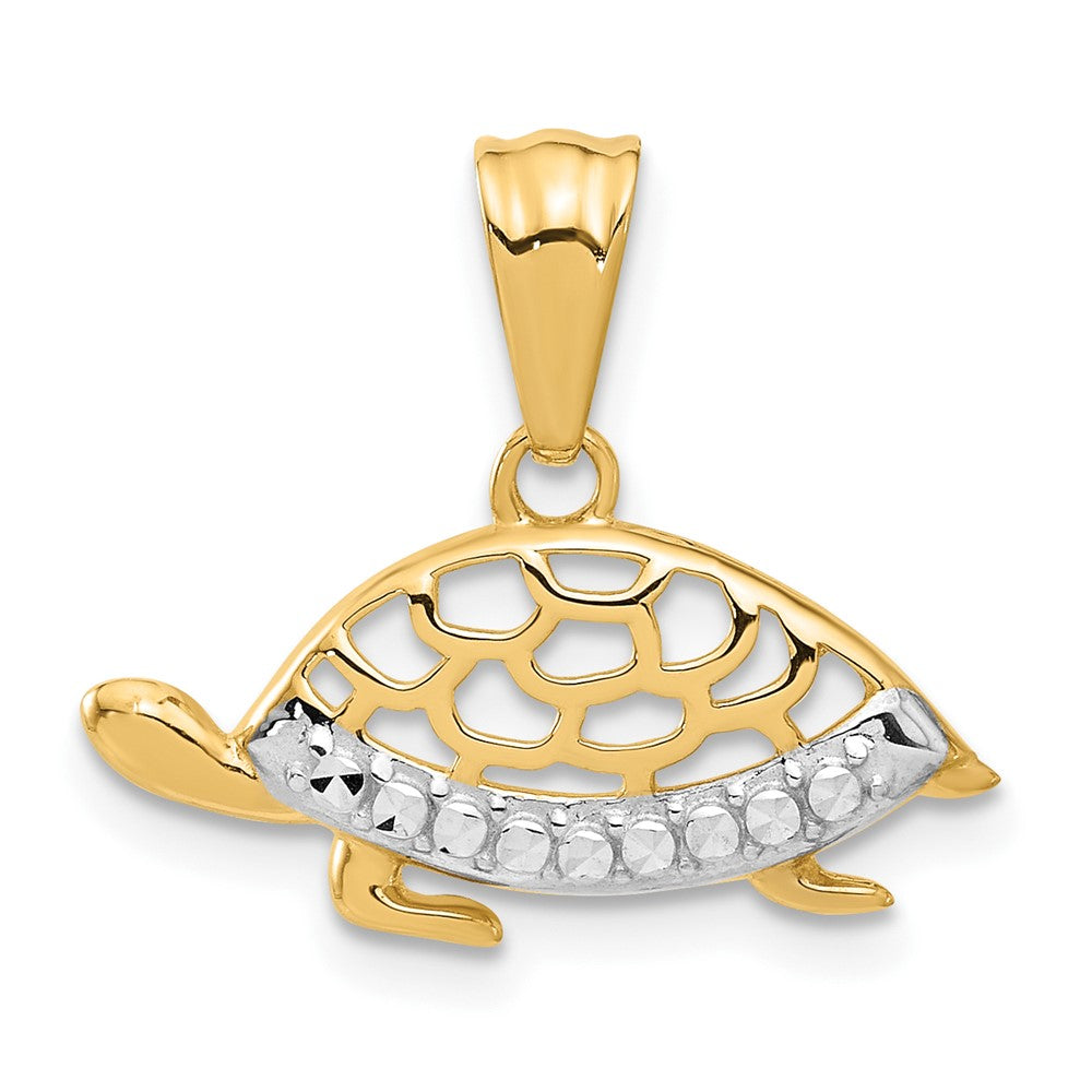14K Gold Diamond Cut Turtle Pendant - Charlie & Co. Jewelry