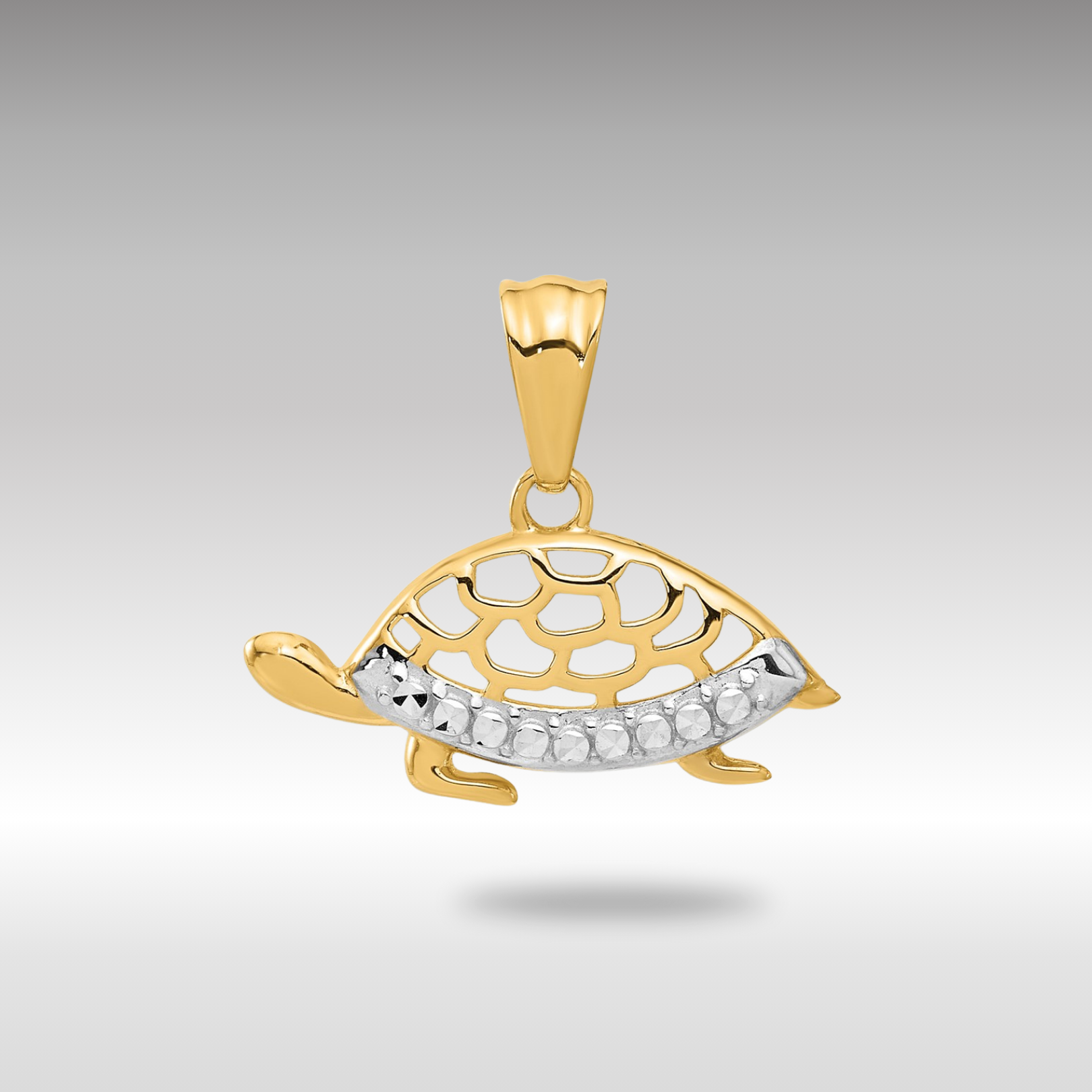 Gold Diamond Cut Turtle Pendant - Charlie & Co. Jewelry
