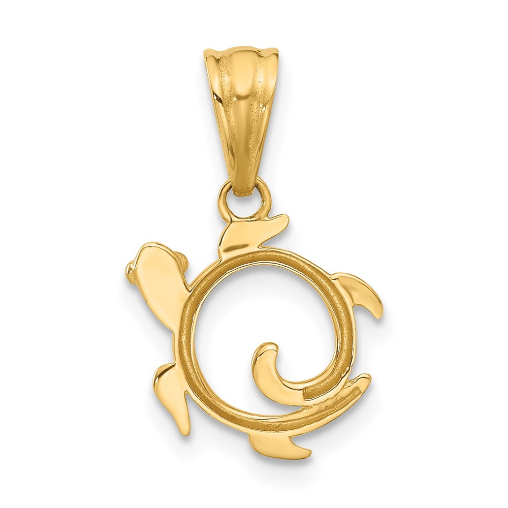 14K Gold Swirling Turtle Pendant - Charlie & Co. Jewelry