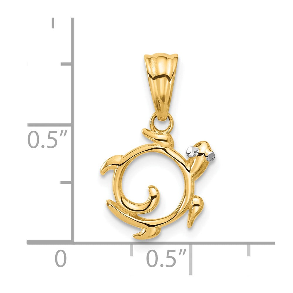14K Gold Swirling Turtle Pendant - Charlie & Co. Jewelry