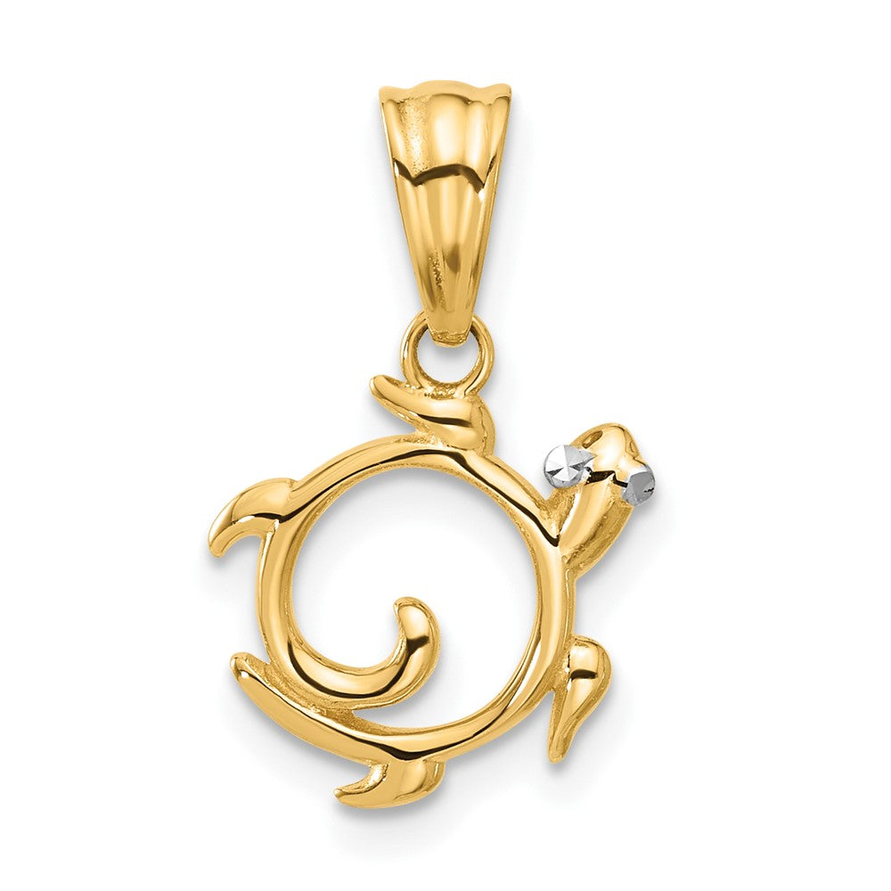 14K Gold Swirling Turtle Pendant - Charlie & Co. Jewelry