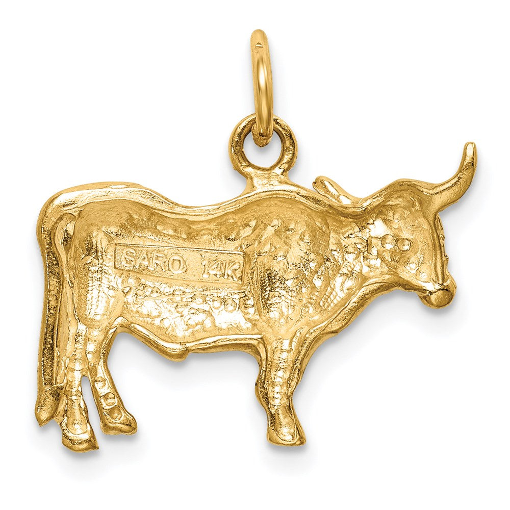 Gold Steer With Horns Pendant Necklace - Model C541 - Charlie & Co. Jewelry