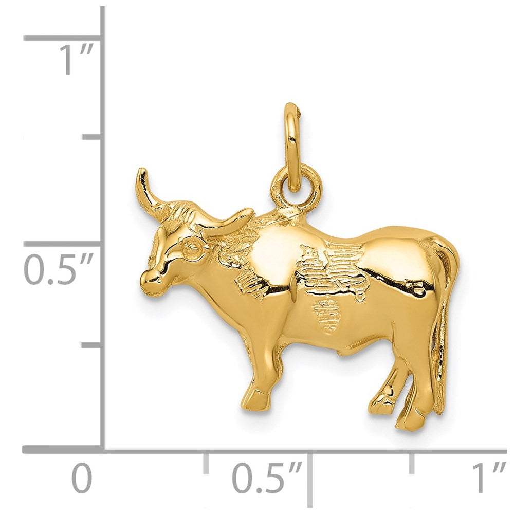 Gold Steer With Horns Pendant Necklace - Model C541 - Charlie & Co. Jewelry