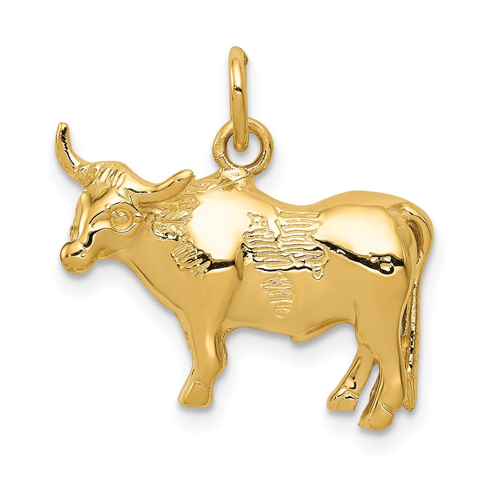 Gold Steer With Horns Pendant Necklace - Model C541 - Charlie & Co. Jewelry