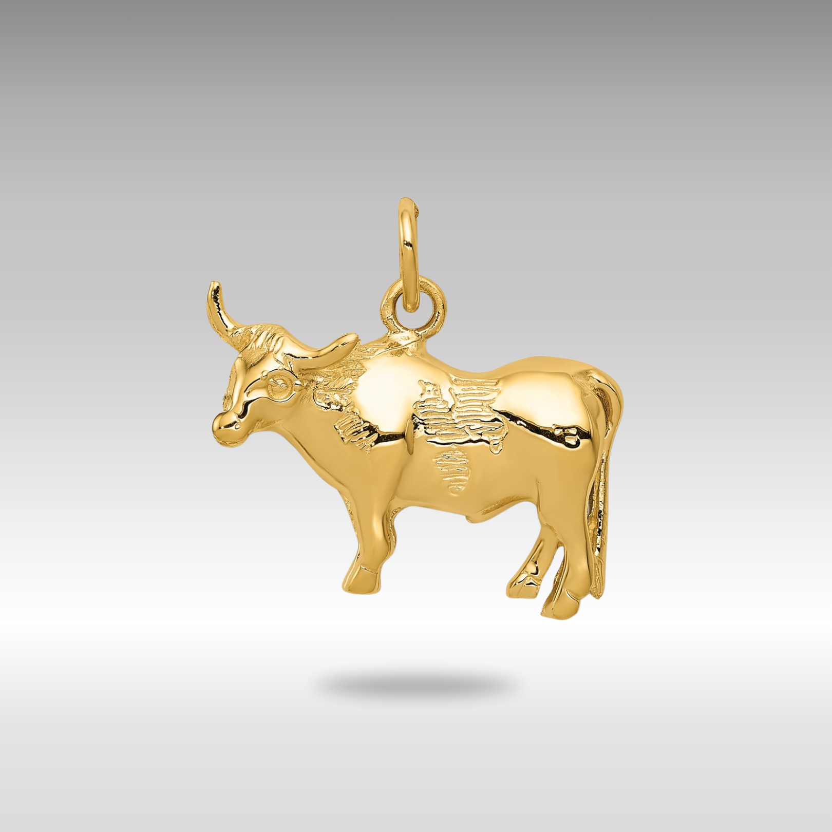 Gold Steer With Horns Pendant Necklace - Model C541 - Charlie & Co. Jewelry
