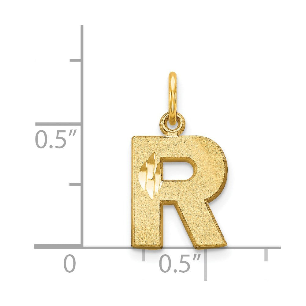Charlie & Co Jewelry | 14ky Satin Diamond-cut Letter R Initial Charm - Model C566R