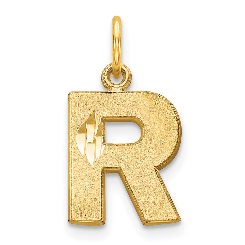 Charlie & Co Jewelry | 14ky Satin Diamond-cut Letter R Initial Charm - Model C566R