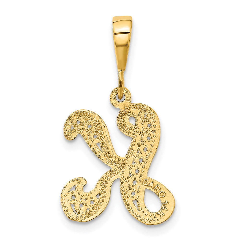 Charlie & Co Jewelry | 14ky Polished Script Filigree Letter K Initial Pendant - Model C569K