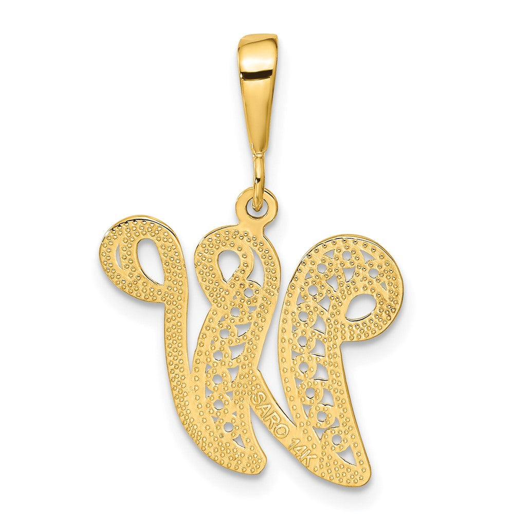 Charlie & Co Jewelry | 14ky Polished Script Filigree Letter W Initial Pendant - Model C569W