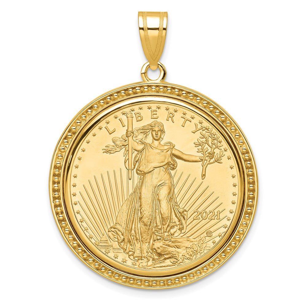 Charlie & Co Jewelry | Wideband Distinguished Coin Jewelry 14k Polished And Beaded Mounted 1/2oz American Eagle Coin Bezel Pendant - Model C8183/27.0C