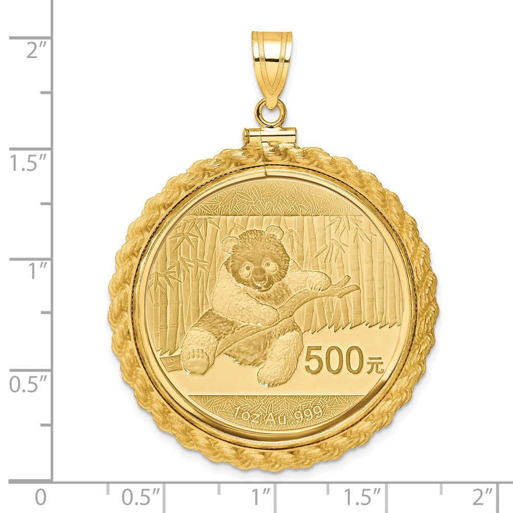 Charlie & Co Jewelry | Wideband Distinguished Coin Jewelry 14k Polished Casted Rope Mounted 1oz Panda Screw Top Coin Bezel Pendant - Model C8195/32.0C