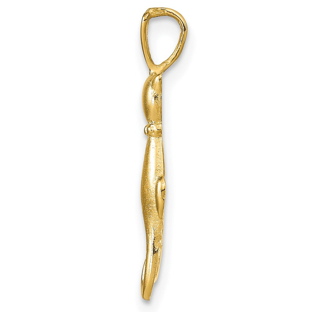 14K Gold Sitting Cats Satin and Polished Necklace Pendant - Charlie & Co. Jewelry