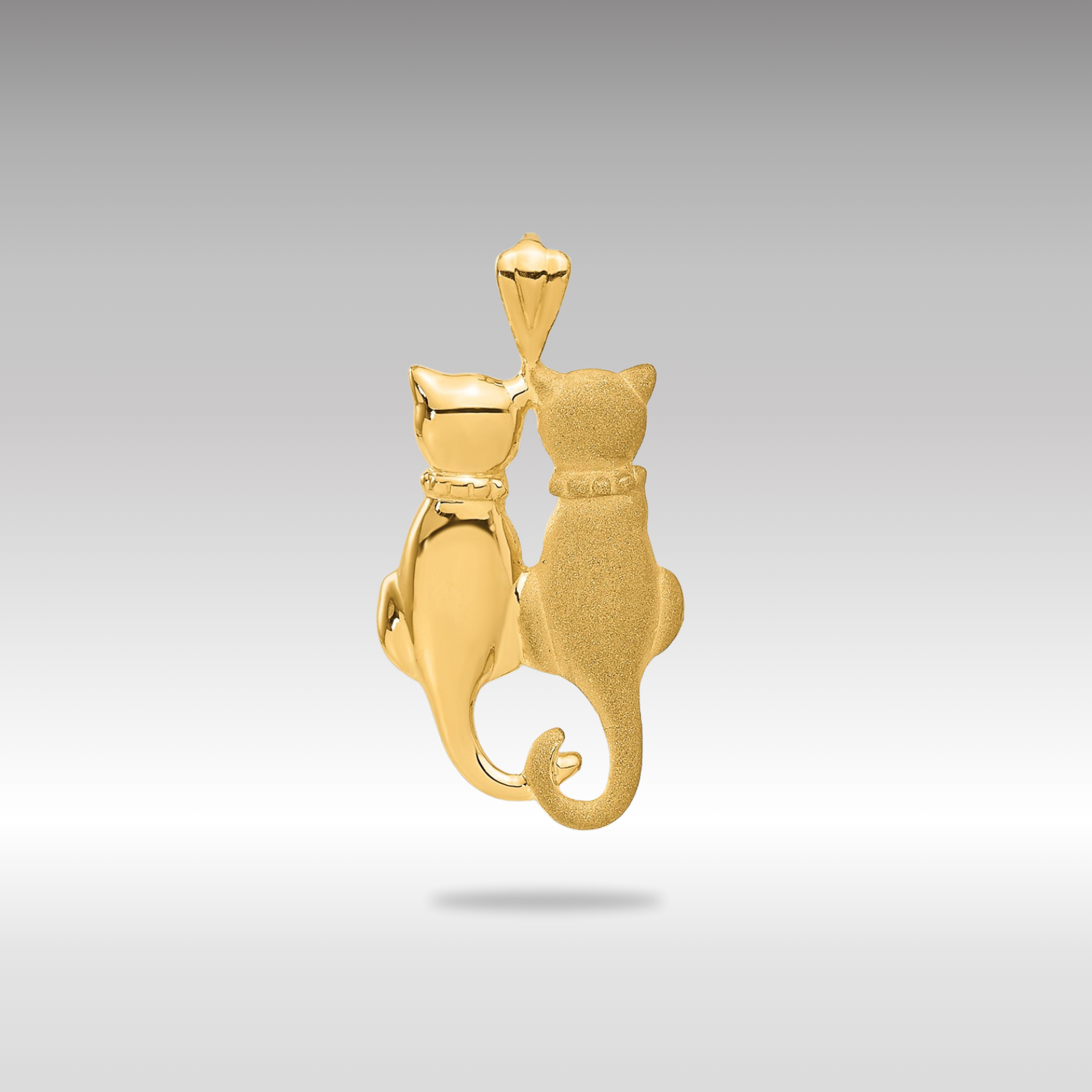 Gold Sitting Cats Satin and Polished Necklace Pendant - Charlie & Co. Jewelry