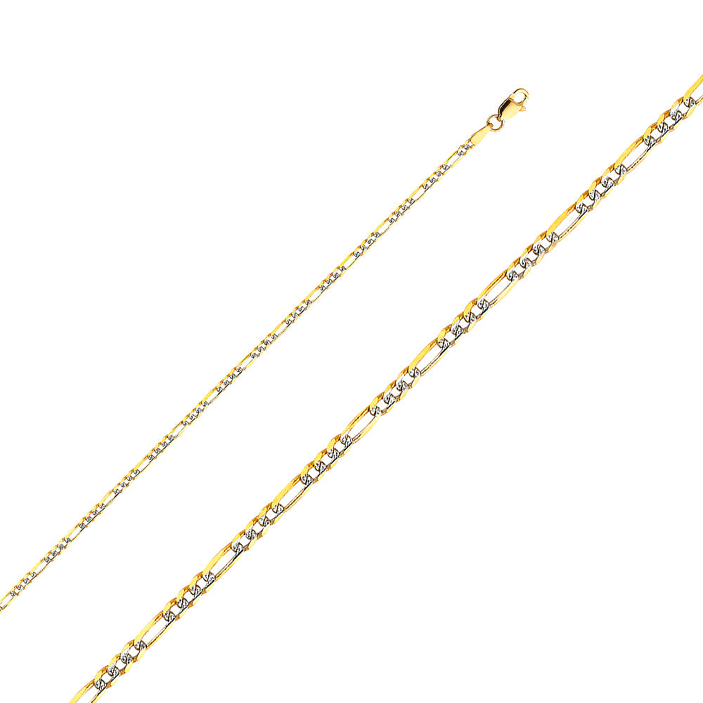 14k Gold 2.3mm Two-Tone Lightweight Figaro Chain - Model CH-0122