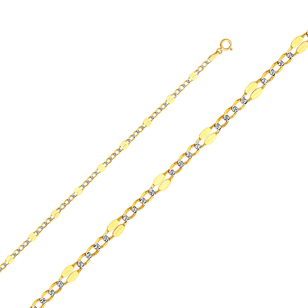 14k Gold 3.7mm Two-Tone Figaro Bracelet 7.5 Inch - Model CH-0132