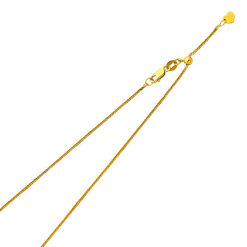 14k Gold 0.8mm Adjustable Diamond-Cut Square Wheat Chain 20 Inch - Model CH-0175