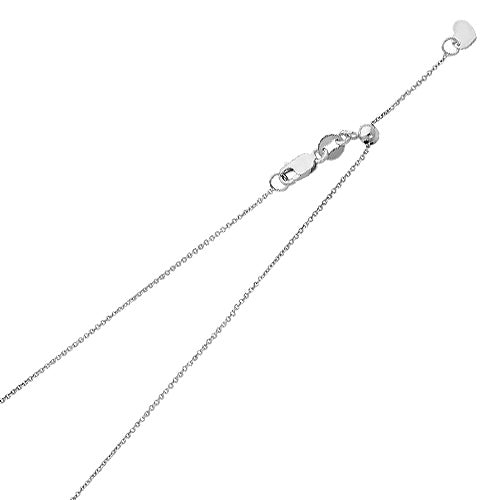 14k White Gold 0.9mm Adjustable Tiny Diamond-Cut Cable Chain 20 Inch - Model CH-0180