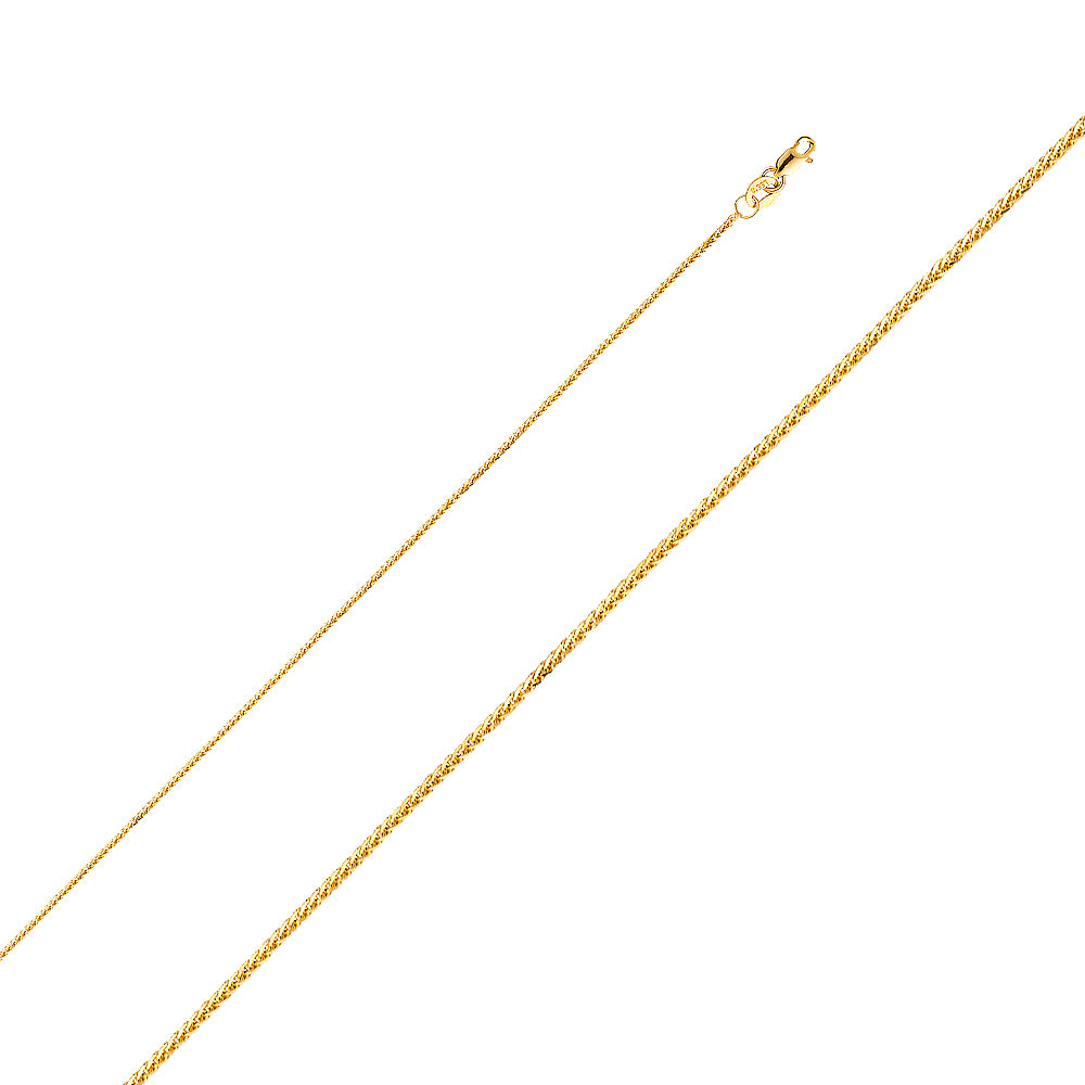 14k Gold 0.8mm Square Diamond-Cut Wheat Chain - Model CH-0193
