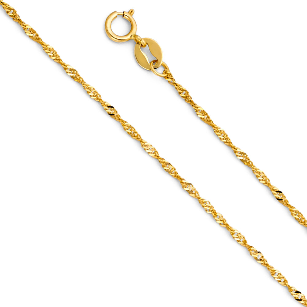14k Gold 1.1mm Singapore Chain - Model CH-0210