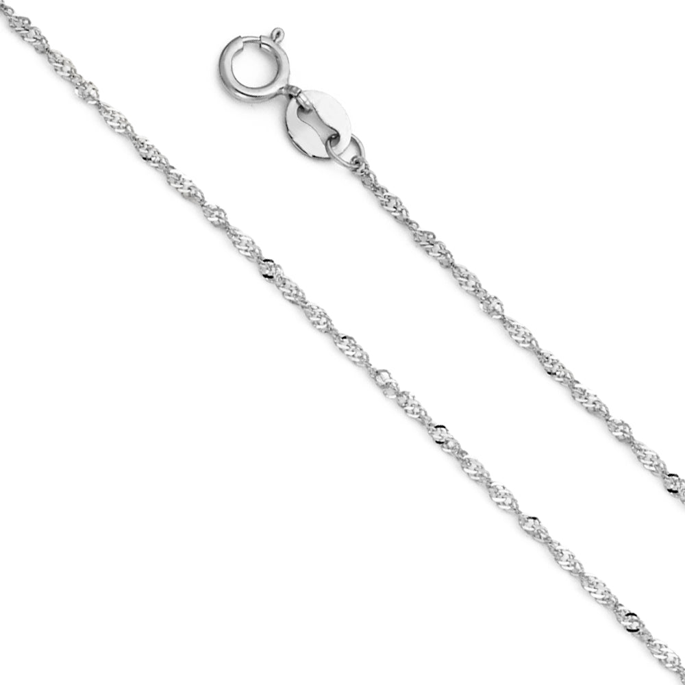 14k White Gold 0.9mm Singapore Chain - Model CH-0213