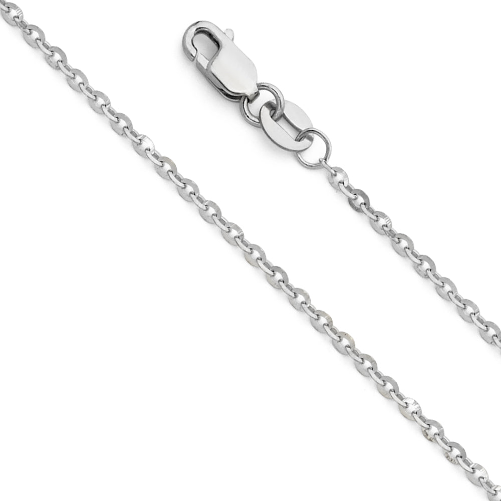 14k White Gold 1.6mm Side Cut Oval Rolo Chain - Model CH-0234