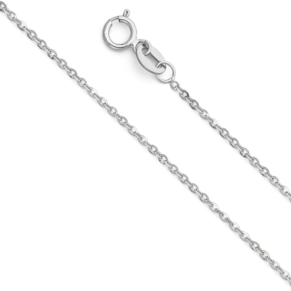 14k White Gold 1.2mm Side Cut Oval Rolo Chain - Model CH-0235