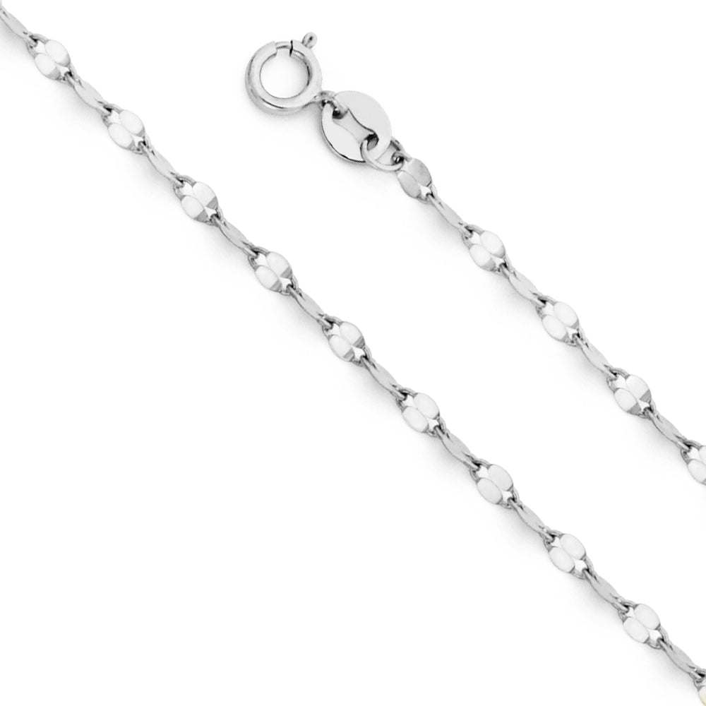 14K White Gold 2.0mm Twist Mirror Chain - Model CH-0245