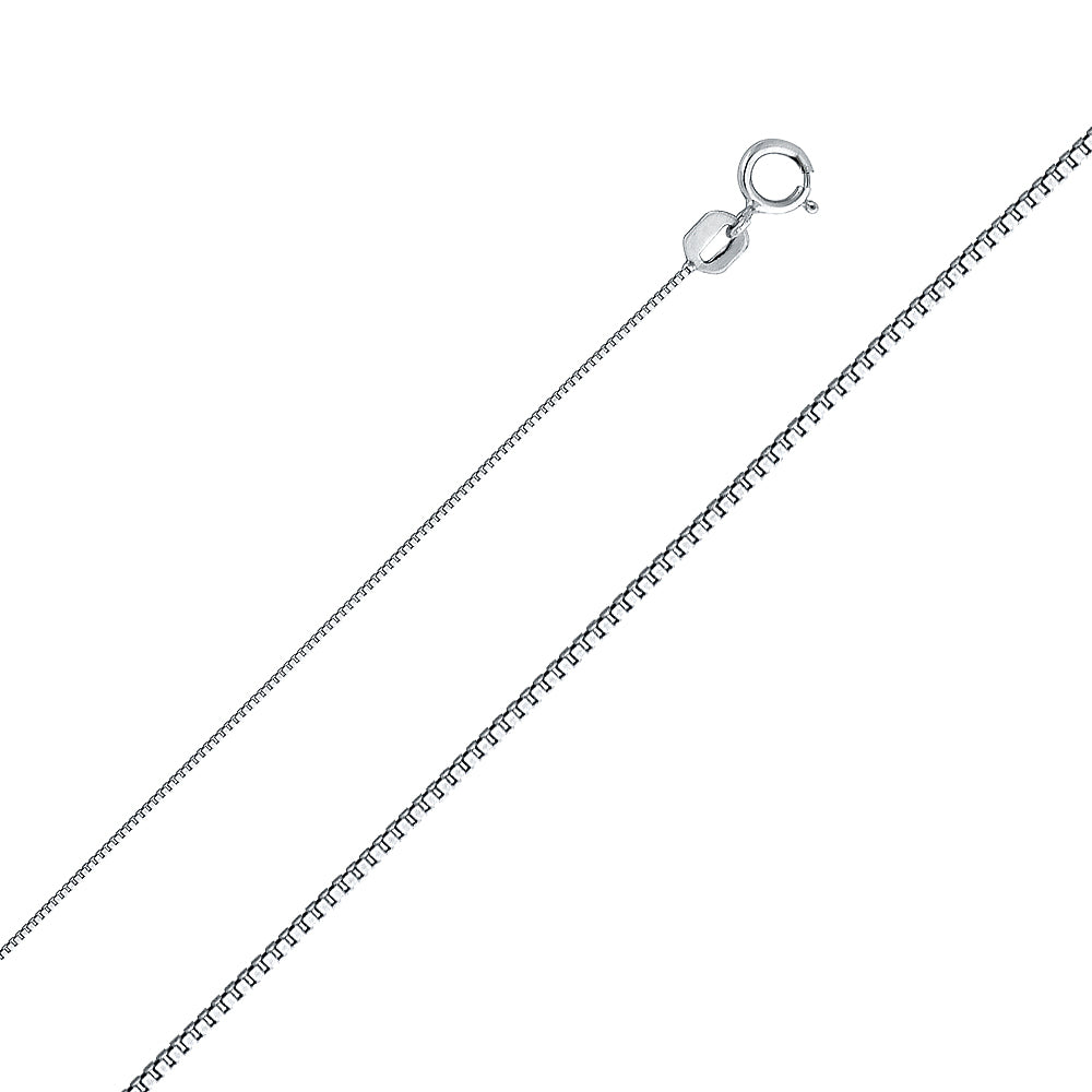 14K White Gold 0.5mm Box Chain - Model CH-0262 - Charlie & Co. Jewelry