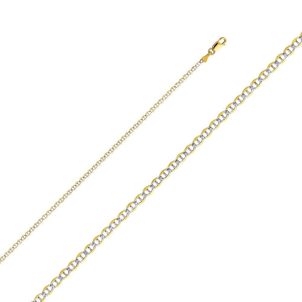 14k Gold 2.0mm Two-Tone Flat Mariner Chain - Model CH-0269