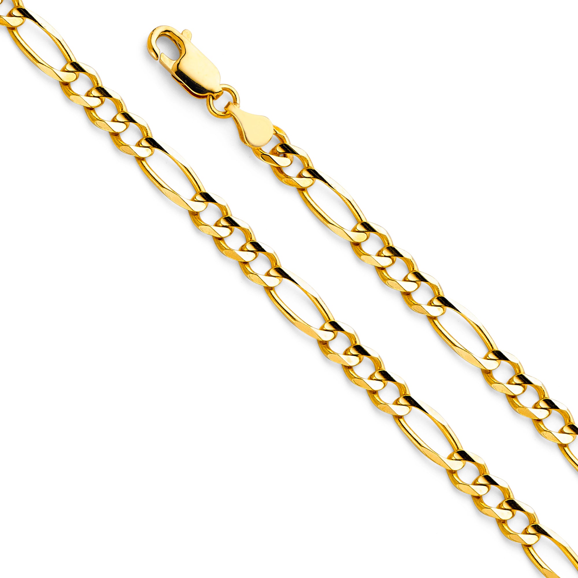 14k Gold 4.7mm Concave Figaro Bracelet 7.5 Inch - Model CH-0291