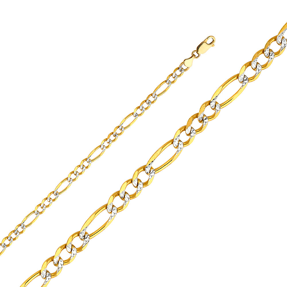 14k Gold 4.7mm Two-Tone Figaro Chain - Model CH-0302