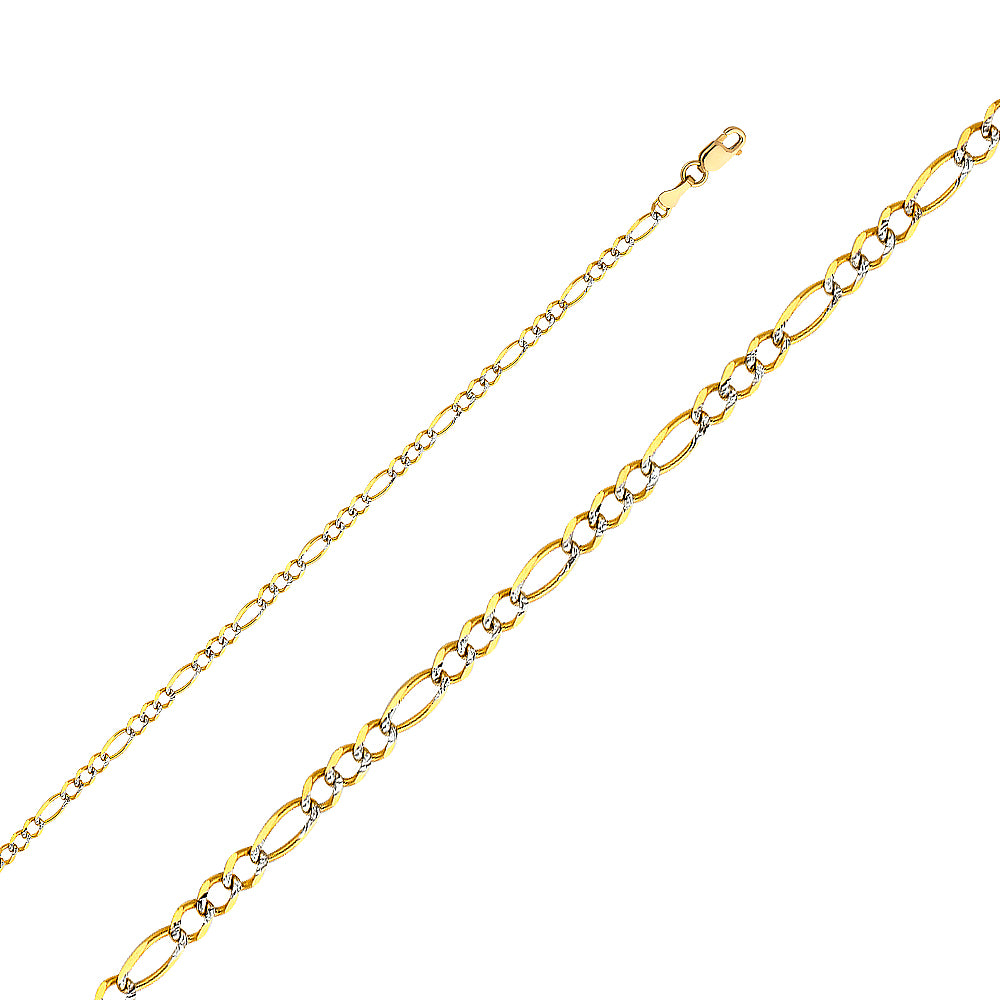 14k Gold 2.7mm Two-Tone Figaro Chain - Model CH-0305