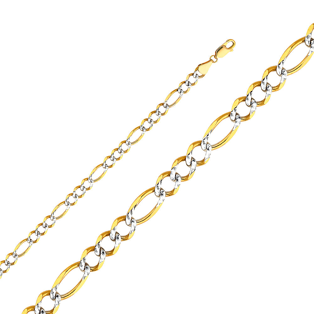 14k Gold 5.6mm Two-Tone Figaro Open Chain - Model CH-0306