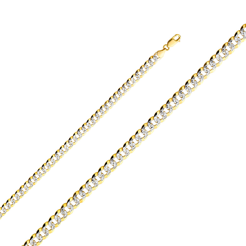14k Gold 6.9mm Two-Tone Cuban Bracelet 8.5 Inch - Model CH-0323