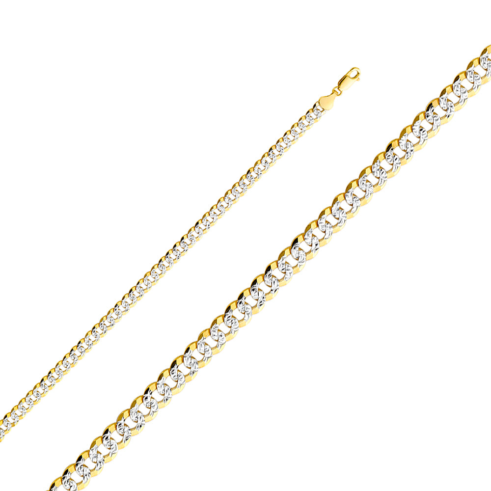 14k Gold 5.9mm Two-Tone Cuban Bracelet 8 Inch - Model CH-0324