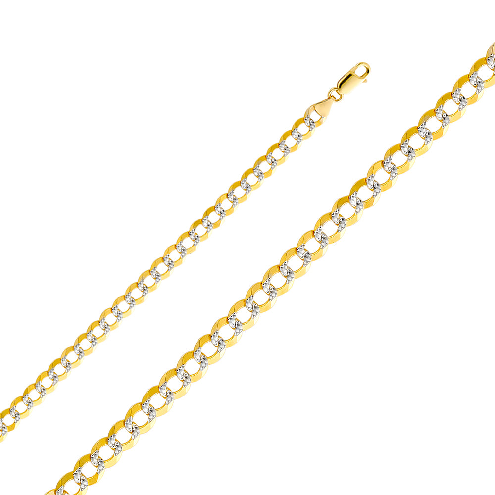 14k Gold 7mm Two-Tone Lightweight Cuban Chain - Model CH-0327
