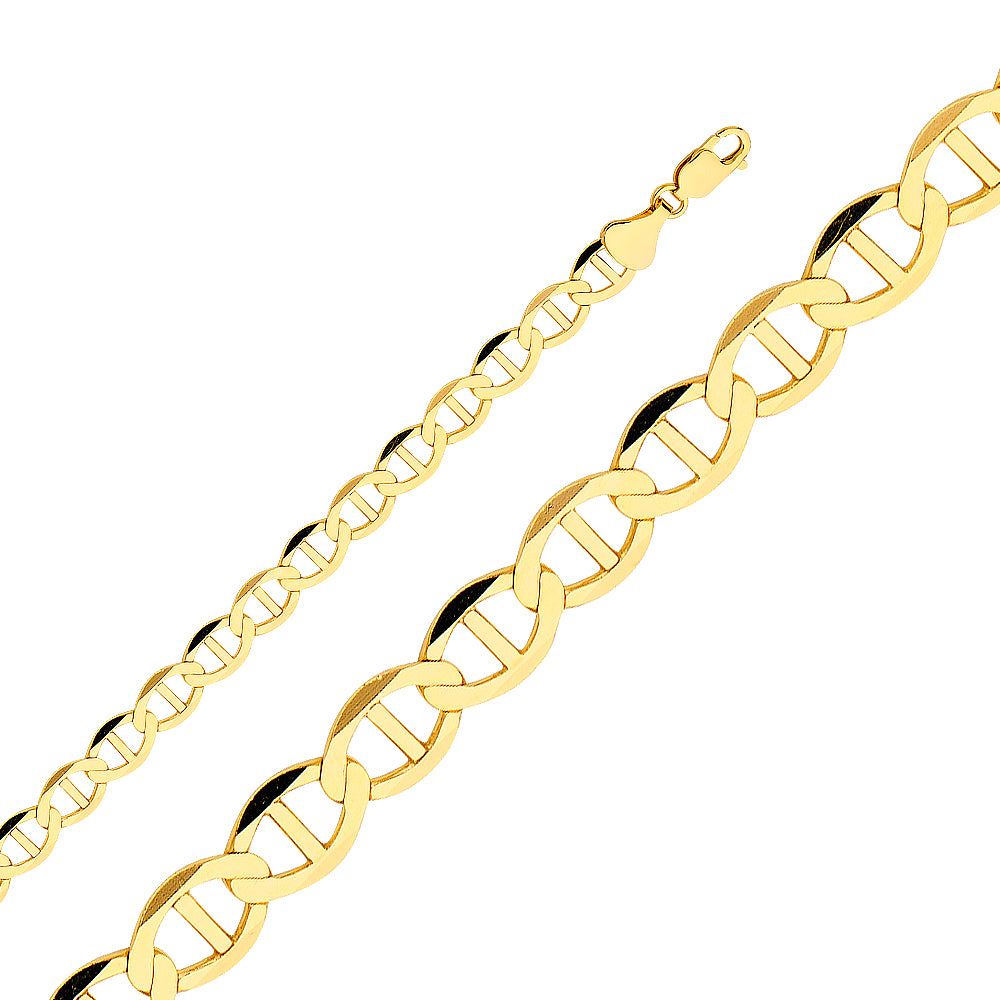 14k Gold 7.7mm Flat Lightweight Mariner Bracelet 8.5 Inch - Model CH-0328