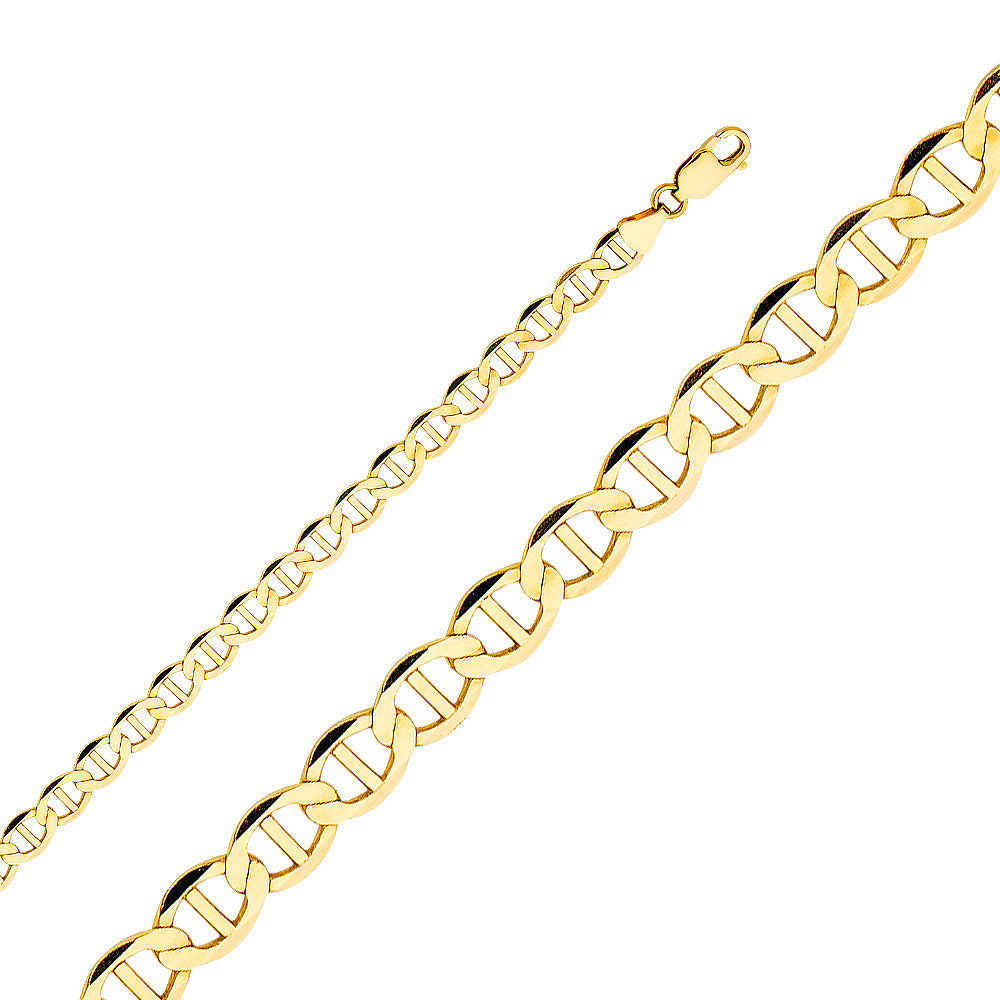 14k Gold 6.5mm Flat Lightweight Mariner Chain - Model CH-0329