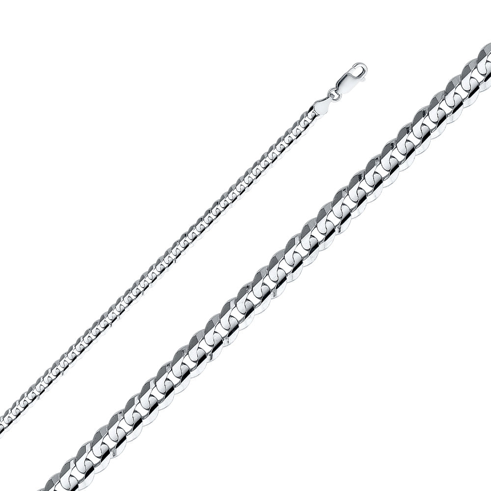 14k 4.8mm White Gold Concave Cuban Chain - Model CH-0348