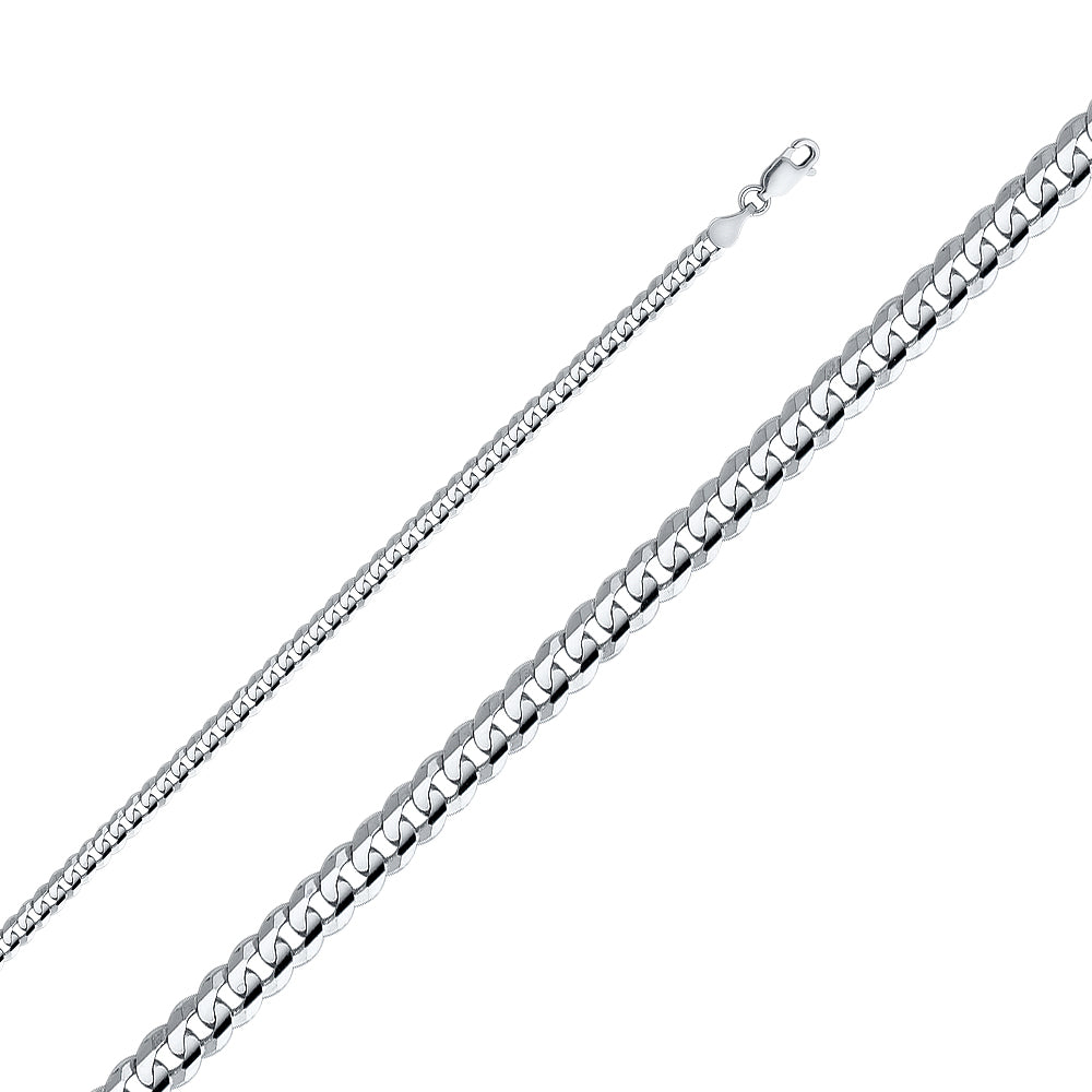 14k 4mm White Gold Concave Cuban 7.5 Inch Bracelet - Model CH-0349