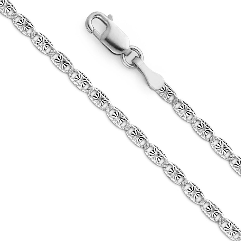 14k White Gold 2.1mm Valentino Star/edge Diamond-Cut Chain - Model CH-0382