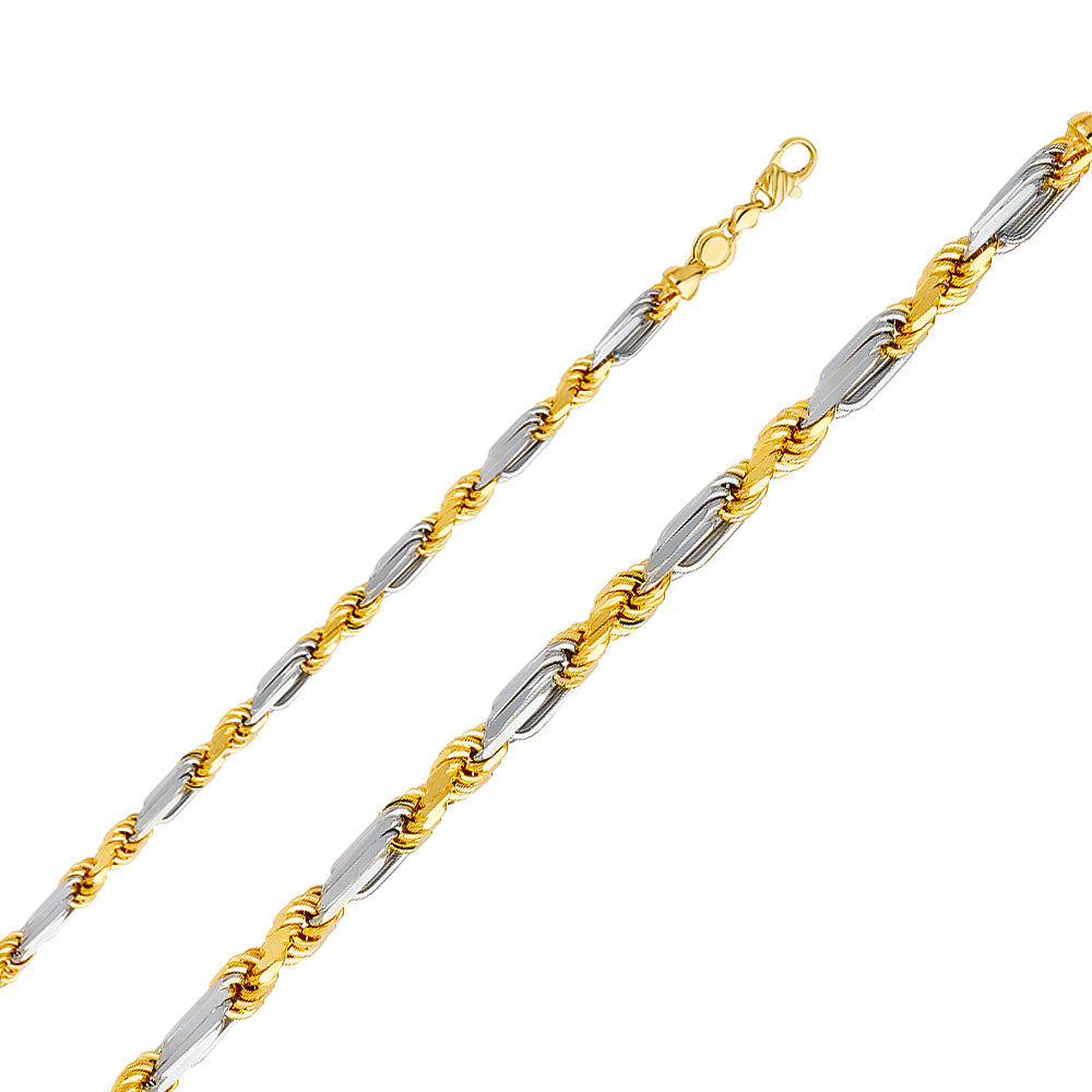 14k Gold 6.5mm Two-Tone Figarope Chain - Model CH-0394