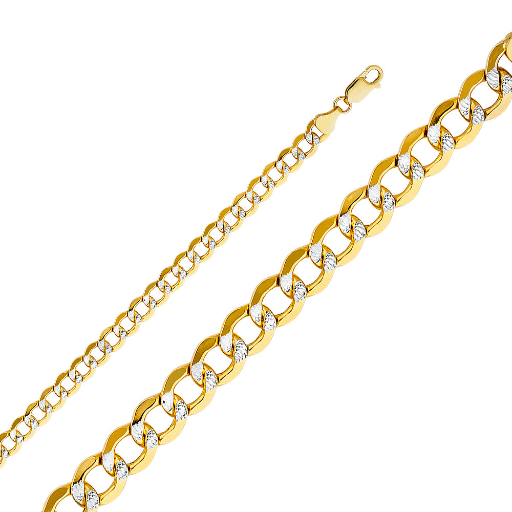 14k Gold 6.6mm Two-Tone Hollow Cuban Bevelled 8 Inch Bracelet - Model CH-0429