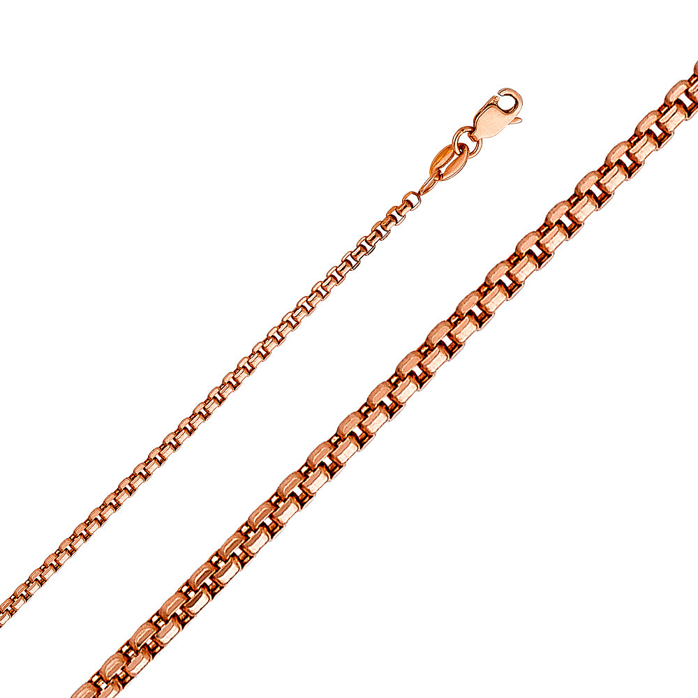 14k Rosegold 1.8mm Hollow Half Round Box Chain - Model CH-0454