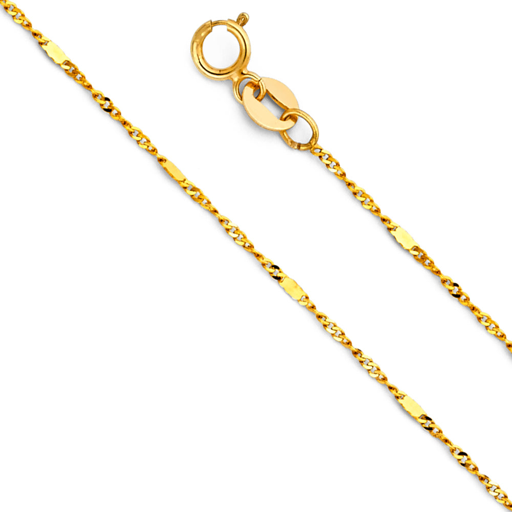 14k Gold 1.3mm Singapore With Bar Chain - Model CH-0480